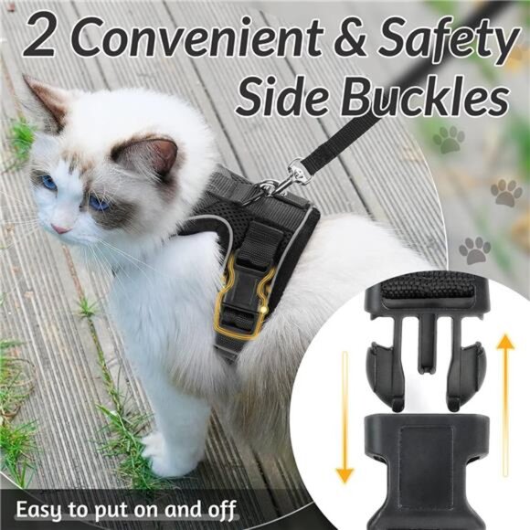 Cat Harness and Leash for Walking, Escape Proof Soft Adjustable Vest Harnesses - Picture 6 of 7